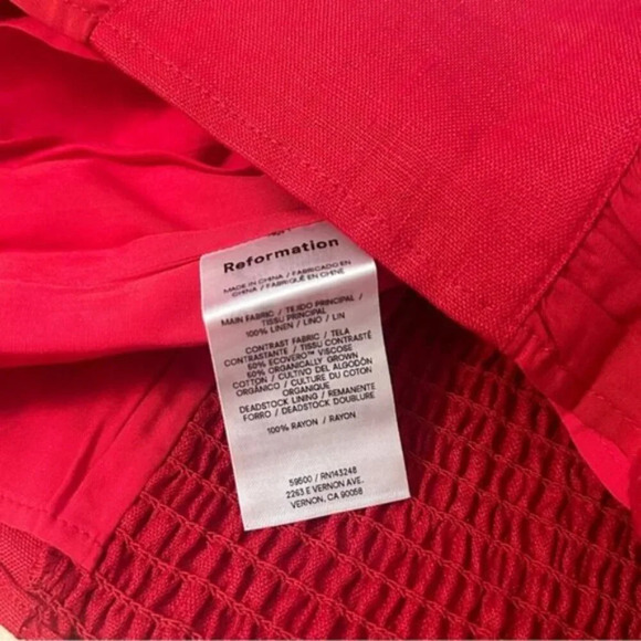 NEW Reformation Emery Linen Top in Lipstick Red Flower Detail | size 0 - Picture 9 of 11